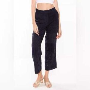 Zara Patch work Navy Blue eyelet Pants Large